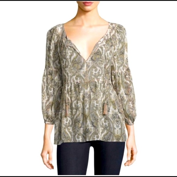 JOIE 100% silk Paisley and Puffy Sleeve Blouse - Picture 1 of 8